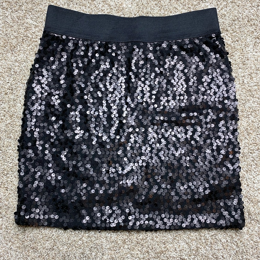 Matte Black Sequin Skirt Small NWOT